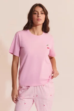 Ensemble de pyjama 2 pièces vichy à motif cerise