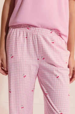 Ensemble de pyjama 2 pièces vichy à motif cerise