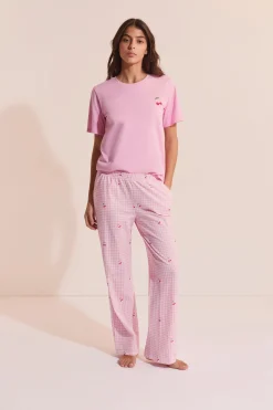 Ensemble de pyjama 2 pièces vichy à motif cerise