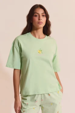 Ensemble de pyjama vichy 2 pièces à motifs citrons