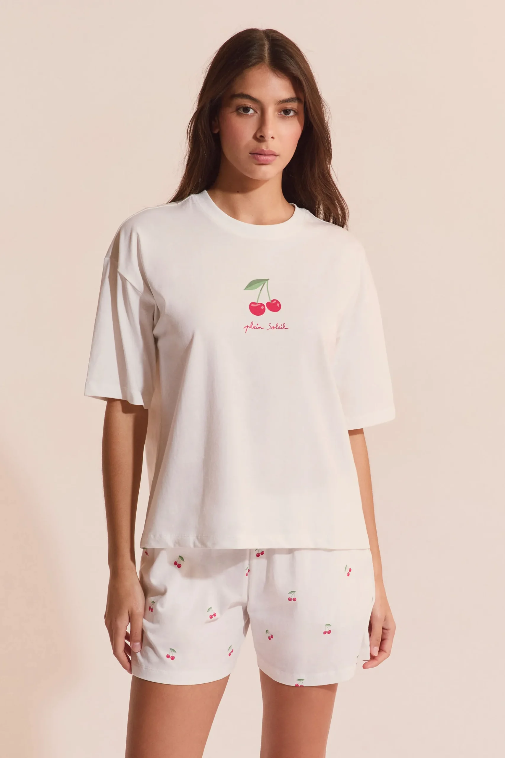 Ensemble de pyjama vichy 2 pièces à motif cerise