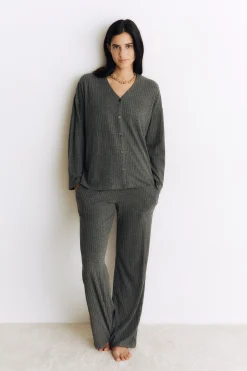 Gilet de pyjama côtelé