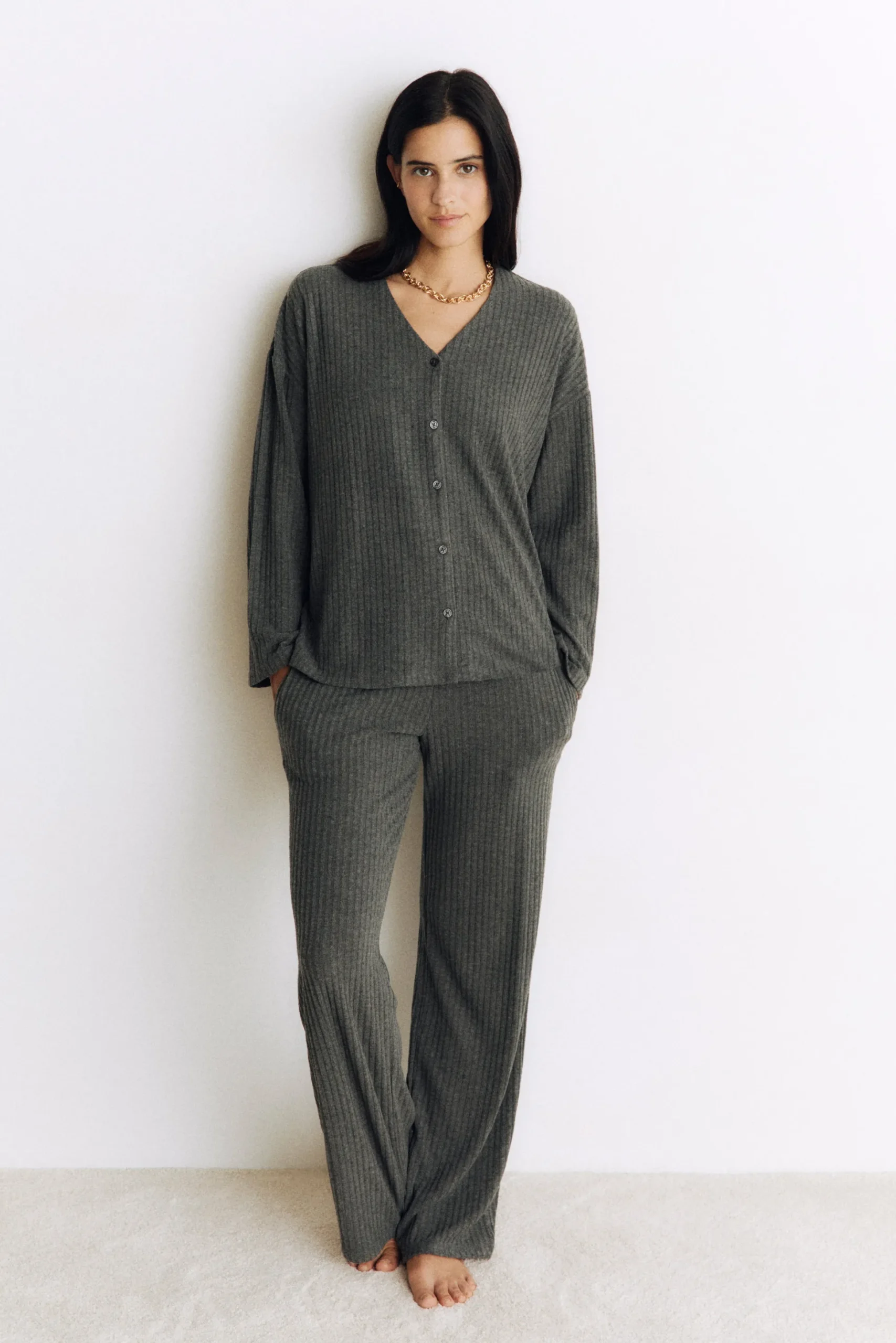 Gilet de pyjama côtelé