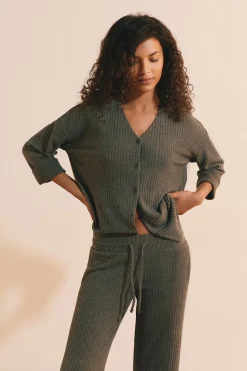 Gilet de pyjama côtelé
