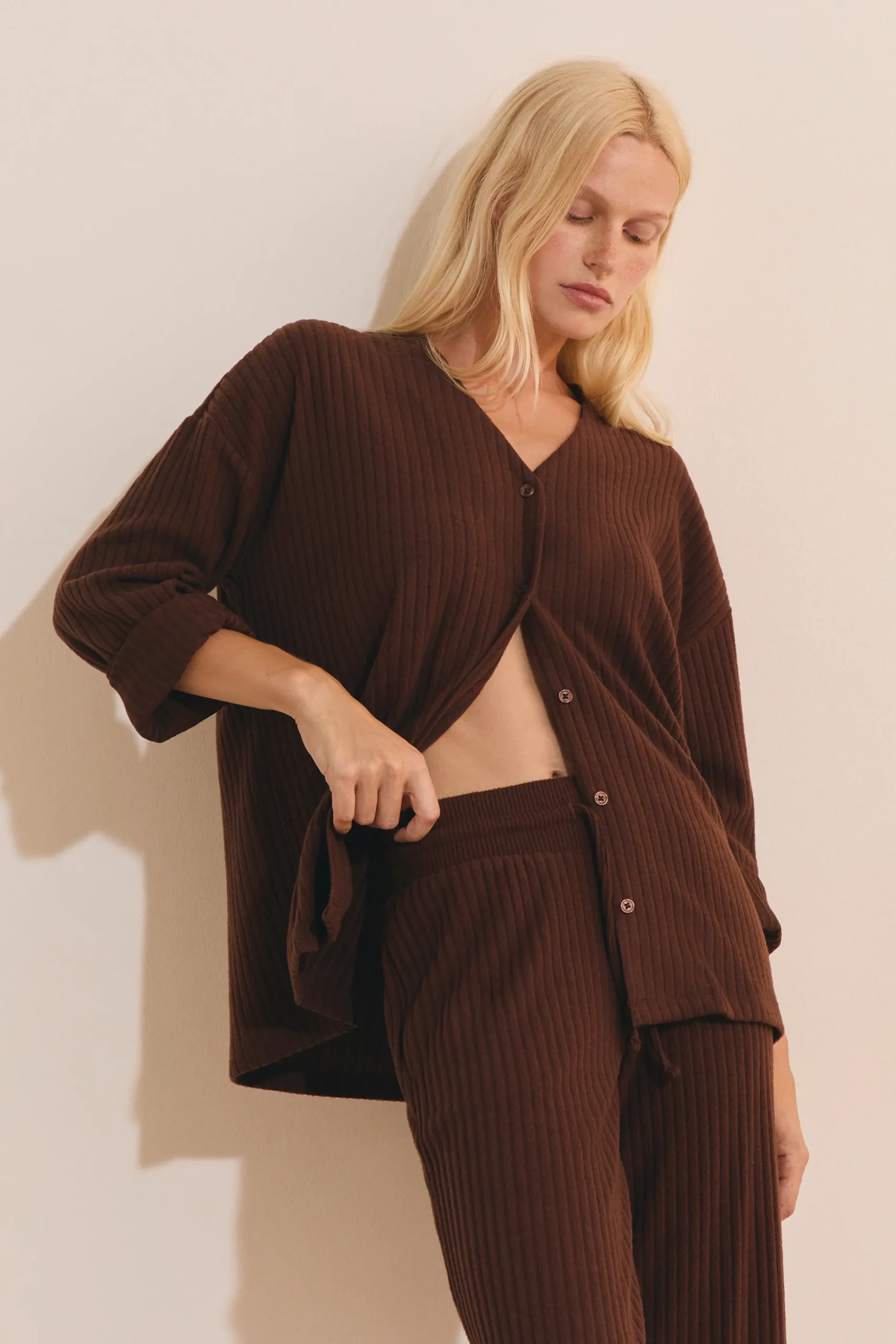 Gilet de pyjama côtelé