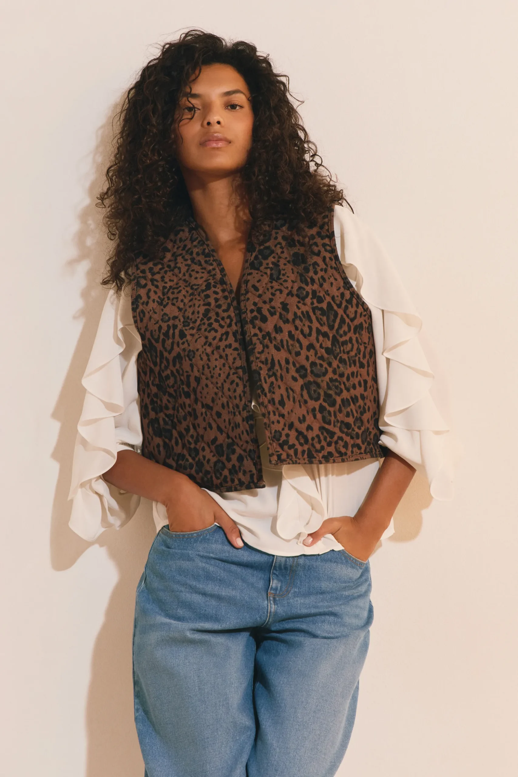 Gilet sans manches en coton à motifs