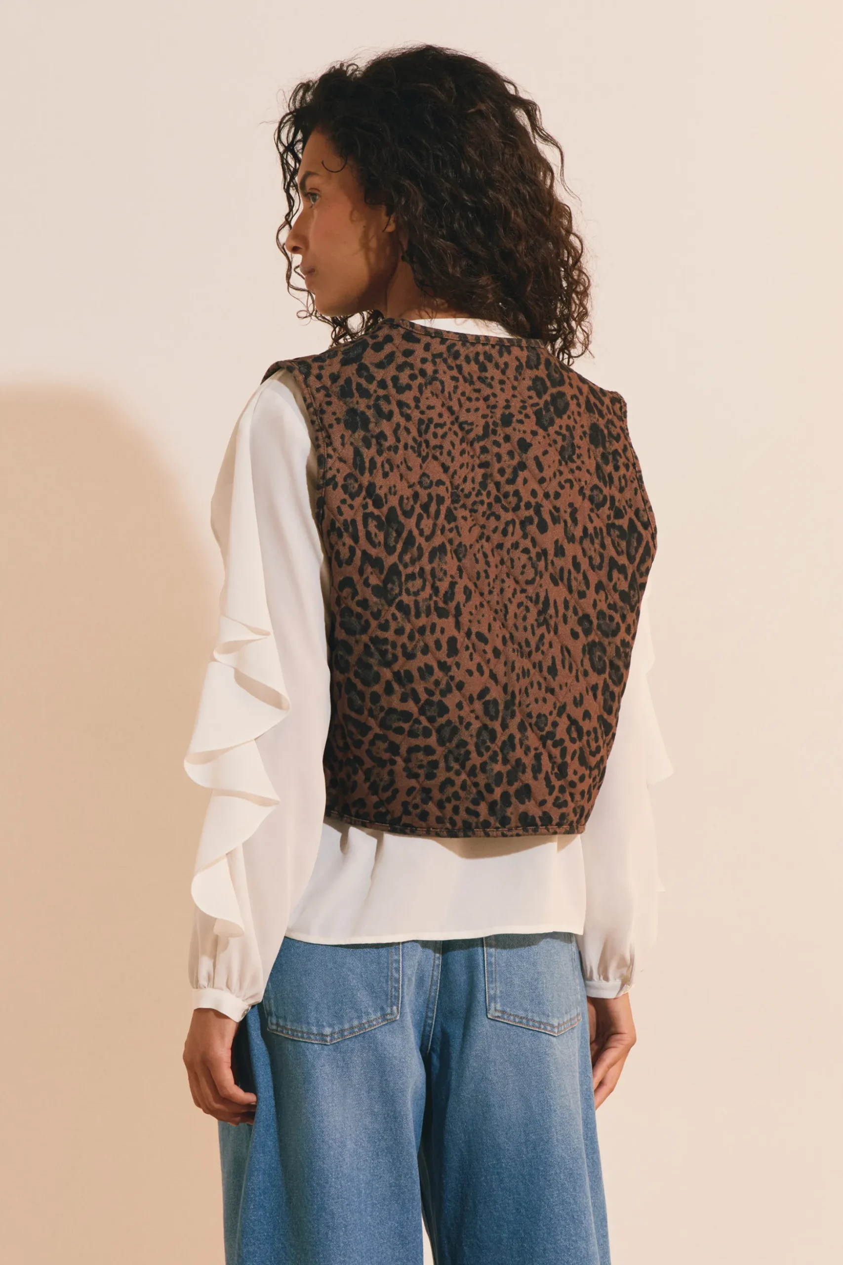Gilet sans manches en coton à motifs
