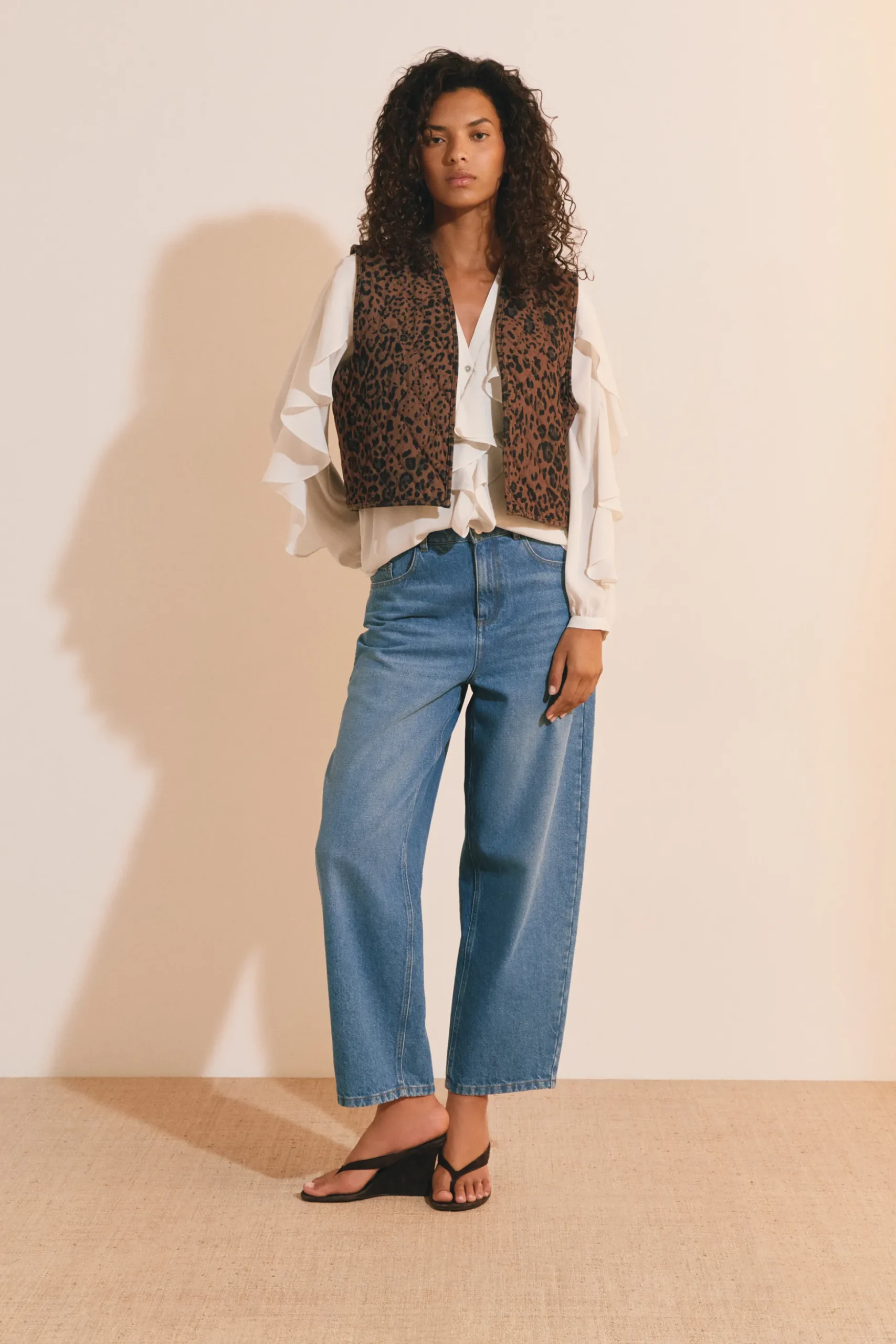 Gilet sans manches en coton à motifs