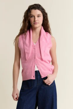 Gilet sans manches en tricot avec foulard