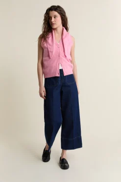 Gilet sans manches en tricot avec foulard