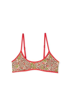 Haut de maillot de bain brassière à imprimé léopard et fleurs
