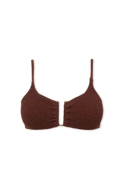Haut de maillot de bain brassière extensible avec bijou métallique