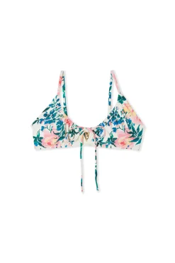 Haut de maillot de bain brassière fleuri avec noeud