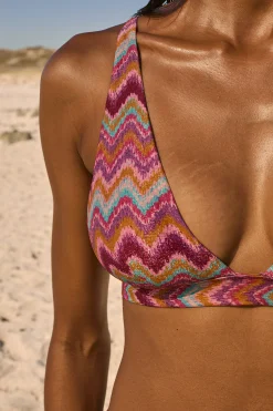 Haut de maillot de bain triangle imprimé pailleté avec pads amovibles