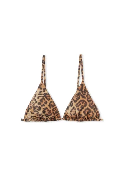 Haut de maillot de bain triangle multi positions pailleté et imprimé léopard
