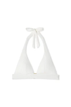Haut de maillot de bain triangle texturé à nouer