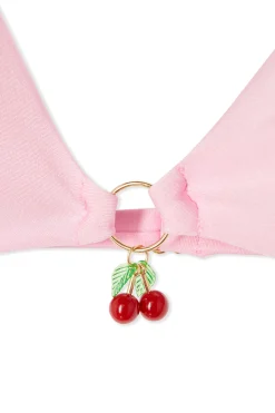 Haut de maillot de bain triangle satiné avec charm cerise