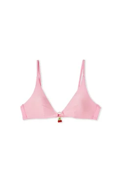 Haut de maillot de bain triangle satiné avec charm cerise