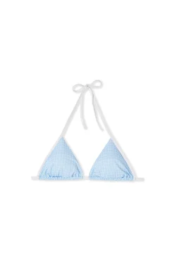 Haut de maillot de bain triangle à imprimé vichy à nouer