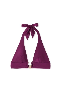 Haut de maillot de bain triangle satiné à nouer avec détail bijou