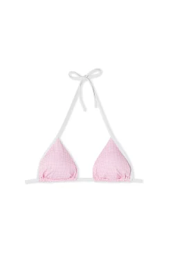 Haut de maillot de bain triangle à imprimé vichy à nouer