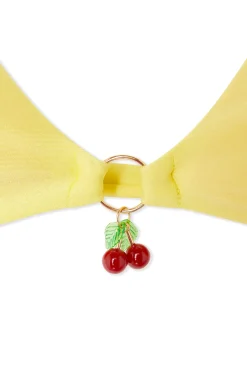 Haut de maillot de bain triangle satiné avec charm cerise