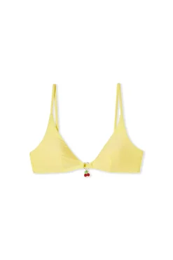 Haut de maillot de bain triangle satiné avec charm cerise
