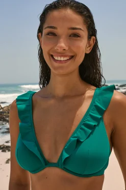 Haut de maillot de bain à volants