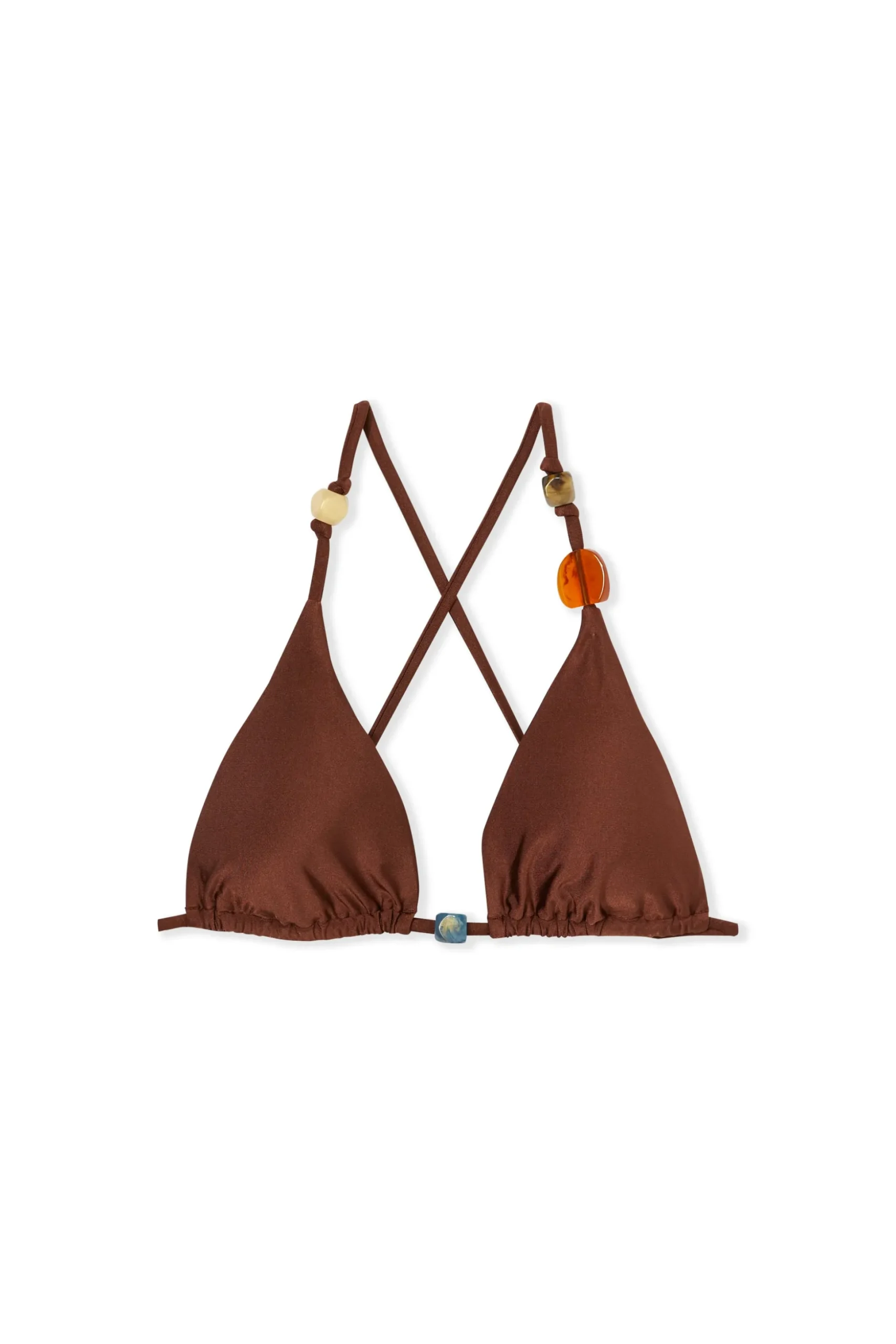 Haut de maillot triangle satiné avec perles - Etam x Hôtel Mahfouf