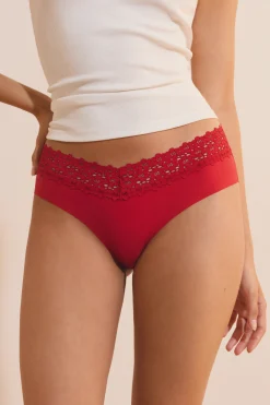 Hipster V-shape en microfibre et dentelle