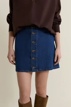 Jupe courte en jean boutonnée