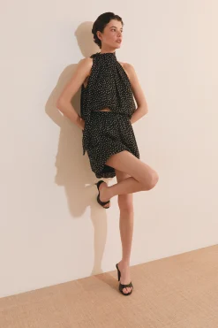 Jupe courte fluide à pois