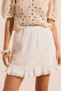 Jupe courte voile de coton et dentelle