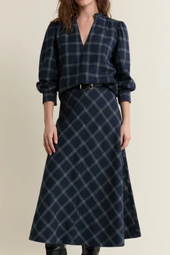 Jupe midi à carreaux