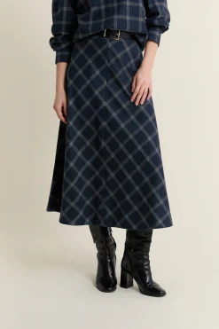 Jupe midi à carreaux