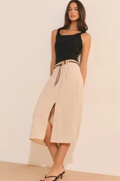 Jupe midi à fente