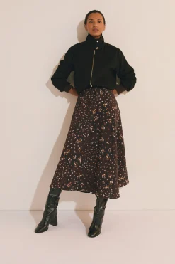 Jupe midi à motifs fleuris