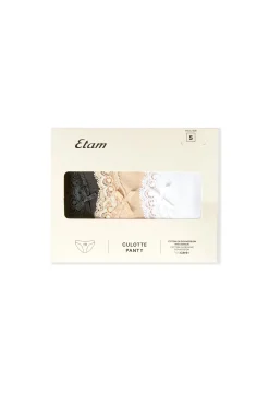 Lot de 3 culottes en coton et dentelle