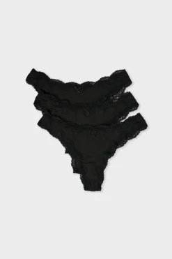 Lot de 3 tangas avec détails dentelle