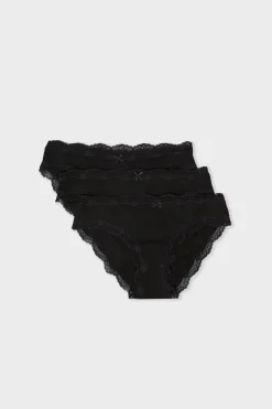 Lots de 3 culottes en coton et dentelle