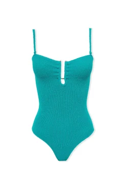Maillot de bain 1 pièce extensible avec bijou métallique