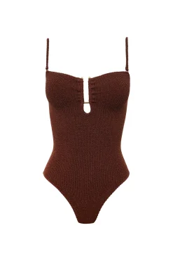 Maillot de bain 1 pièce extensible avec bijou métallique