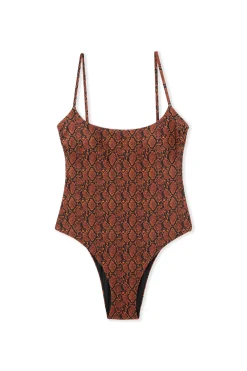 Maillot de bain 1 pièce à imprimé python et détail bijou
