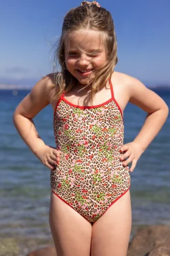 Maillot de bain 1 pièce à motif léopard pour enfant