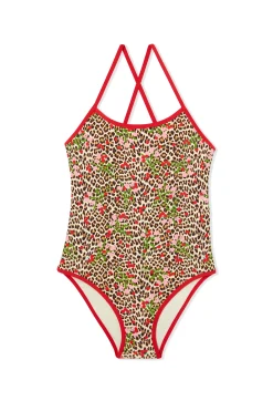Maillot de bain 1 pièce à motif léopard pour enfant