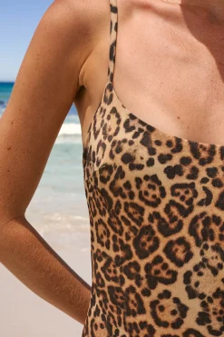 Maillot de bain 1 pièce pailleté et imprimé léopard