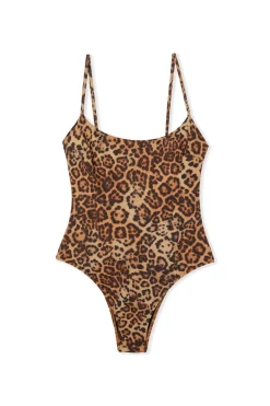Maillot de bain 1 pièce pailleté et imprimé léopard