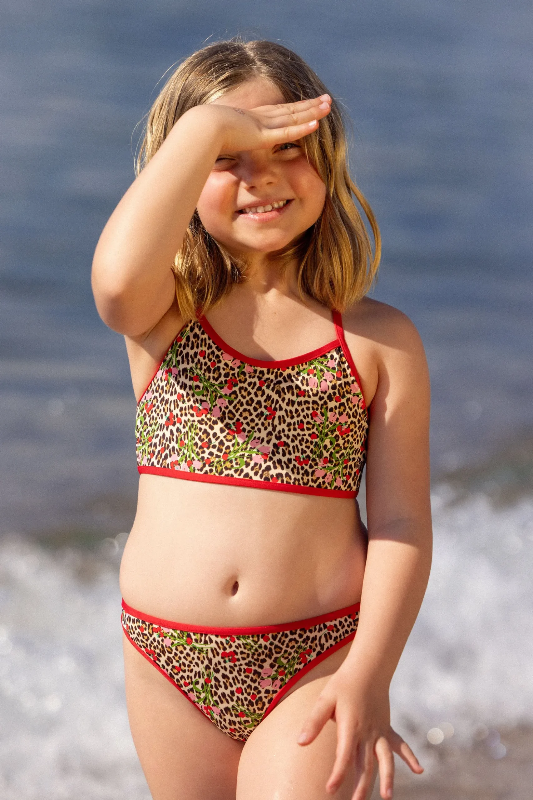 Maillot de bain 2 pièces à motif léopard pour enfant