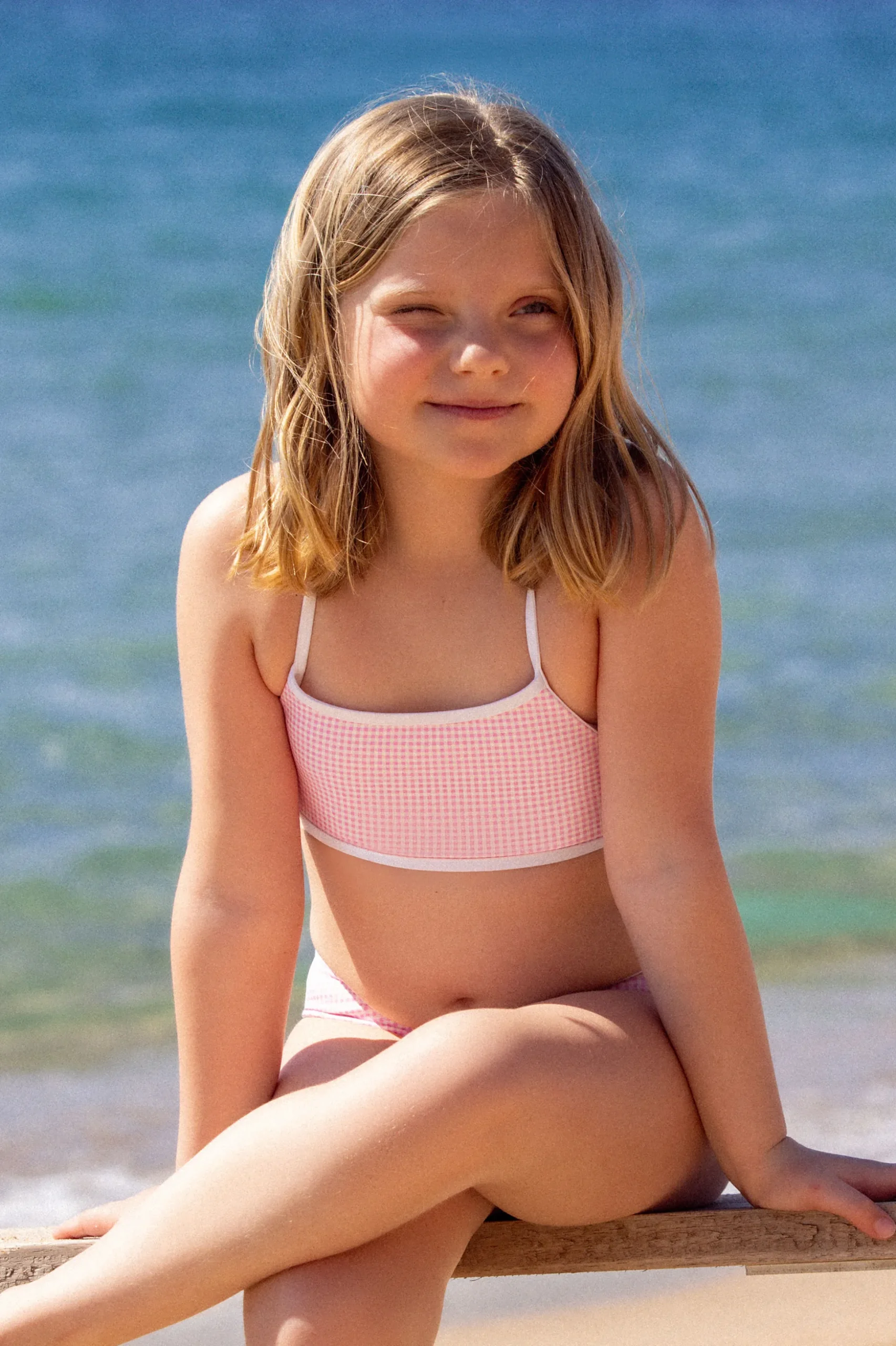 Maillot de bain 2 pièces motif vichy pour enfant