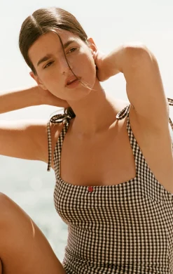 Maillot de bain 1 pièce vichy avec nœuds